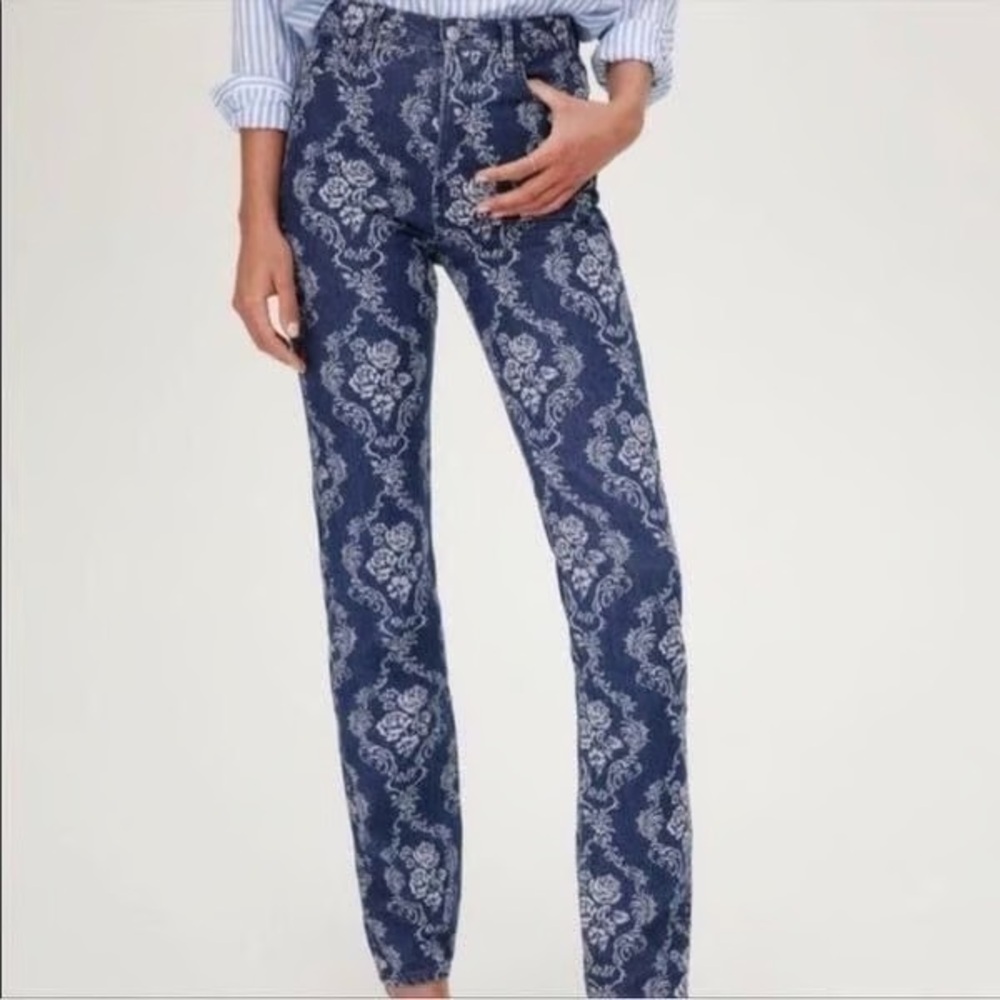 Reformation Cynthia Baroque High Rise Straight Leg Denim Jeans Size 23 LIKE NEW